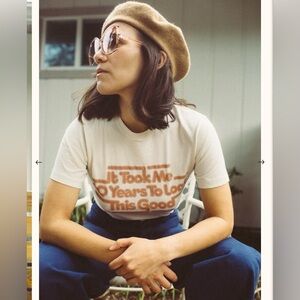 The Bee and the Fox vintage style Retro Graphic Tee in Cream large